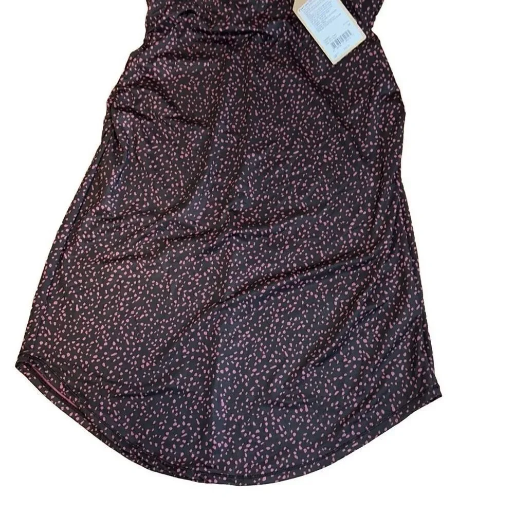 prAna NWT Pearl Isla Dress Empire waist, Ruched in MED color Deep Pine Spots